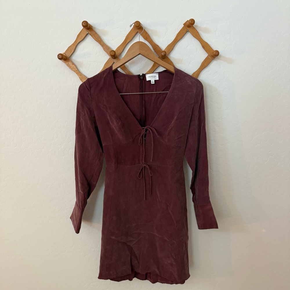 Who What Wear Burgundy V-Neck Dress